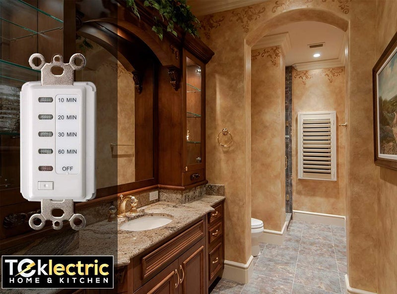 Teklectric مروحة حمام مع إيقاف تلقائي مؤقت 60-30-20-10 دقيقة - أبيض - Image 3